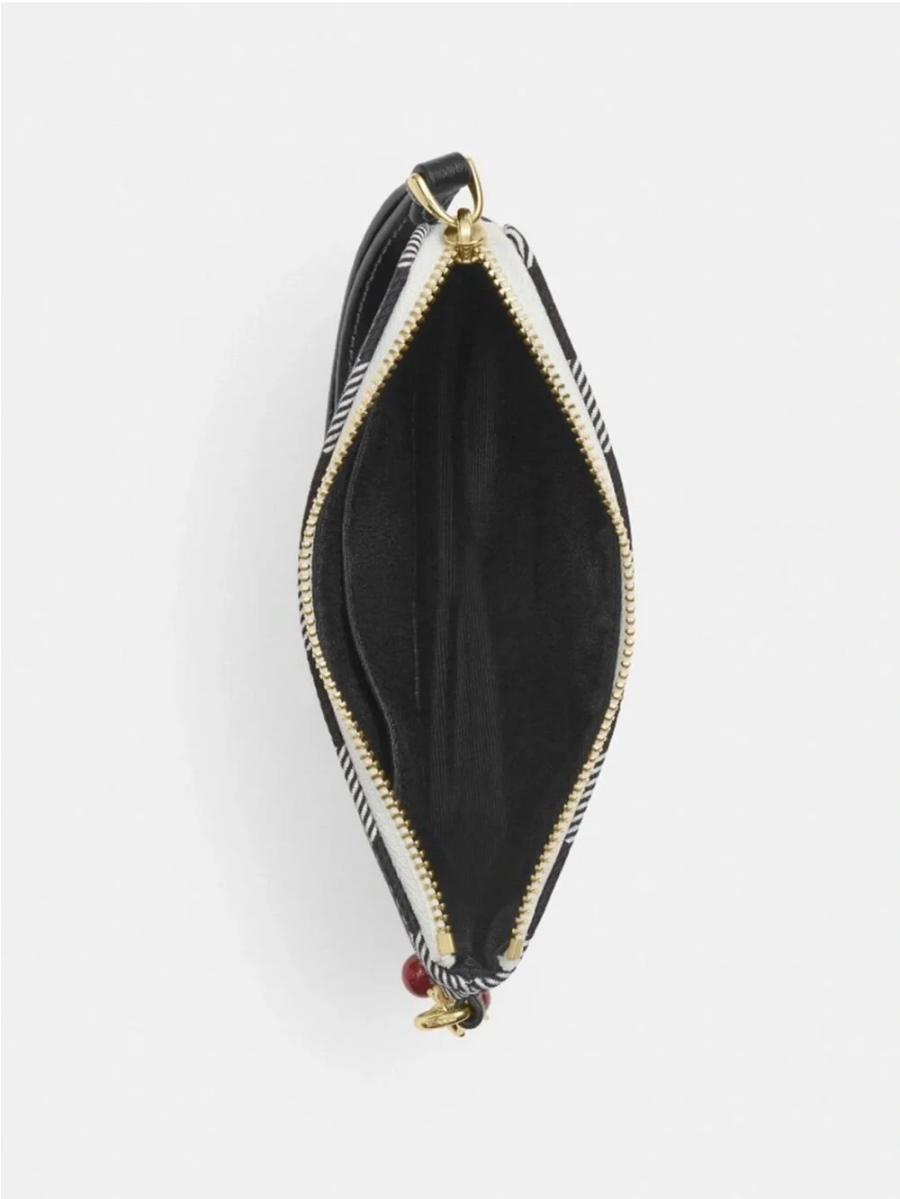 Coach Black and White Gingham Check Wristlet with Cherry Charm
